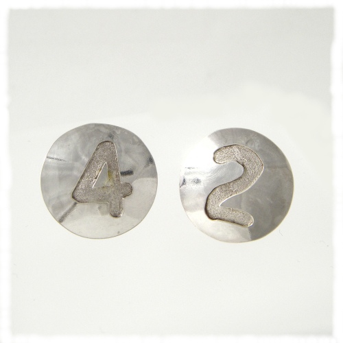 Silver 42 cufflinks - recessed